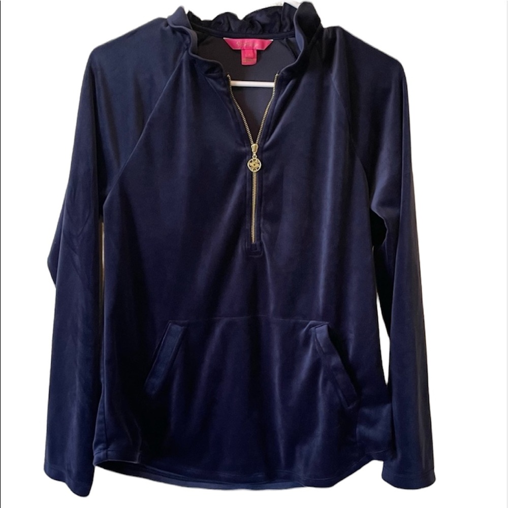 LILLY PULITZER Jayla Velour Ruffle Zip Jacket - Picture 1 of 6